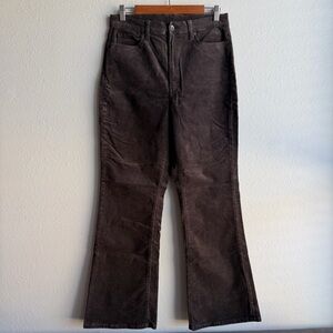 Uniqlo Women’s High Rise Flare/Wide Corduroy Pants Dark Brown Trousers Sz 10 (B)